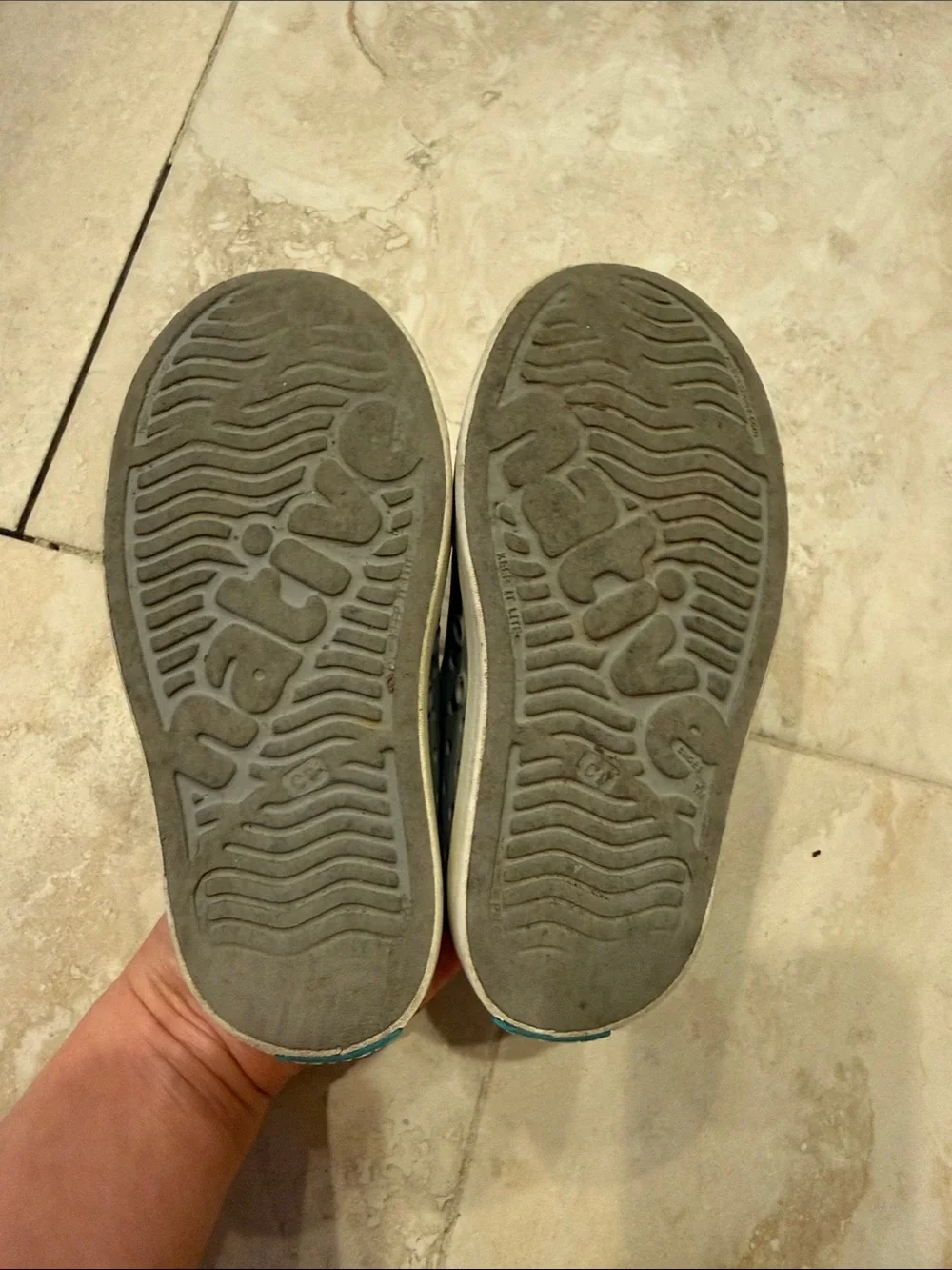 Native Gray Slip-On Sneakers with White Toe Caps